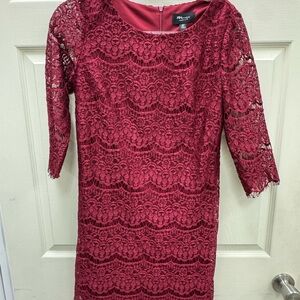 Ronni Nicole Burgundy Lace Midi Dress
